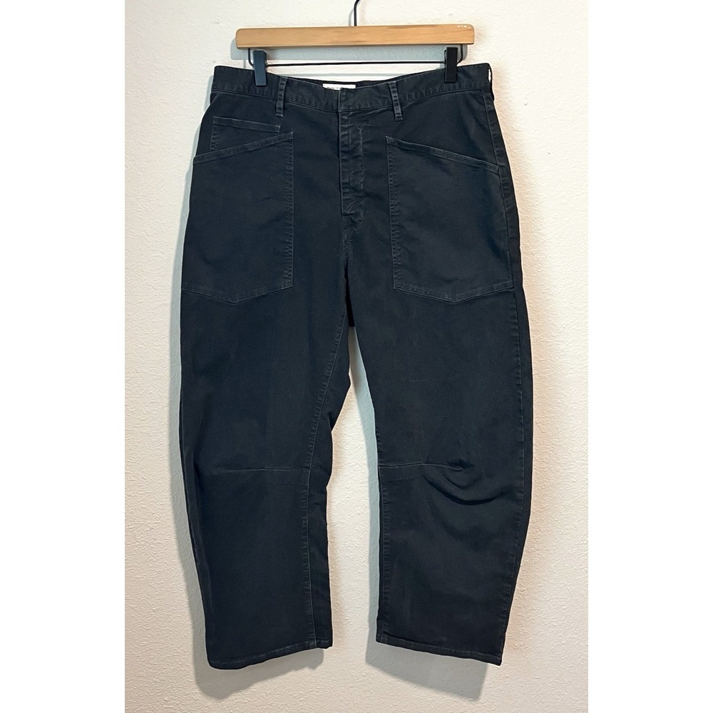 Nili Lotan Shon Pant Size 10 Black Cotton Twill Utility Trousers Grunge 80 NL